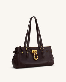 Yvette Elongated Tote Bag - Dark Brown