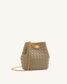 Yara Hand-Woven Bucket Bag - Taupe