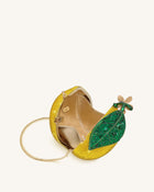 Lemon-Inspired Rhinestone Clutch - Yellow