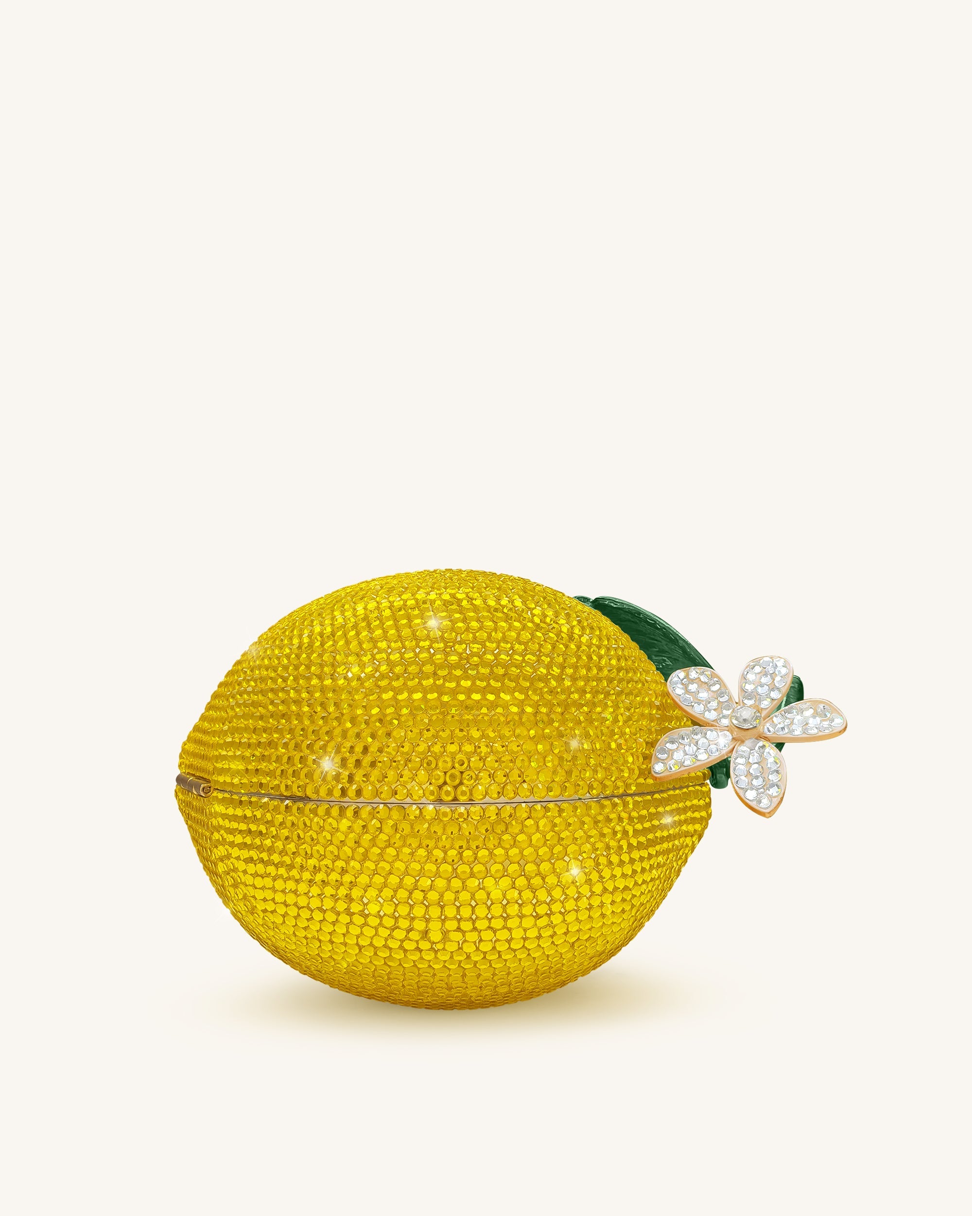 Lemon-Inspired Rhinestone Clutch - Yellow