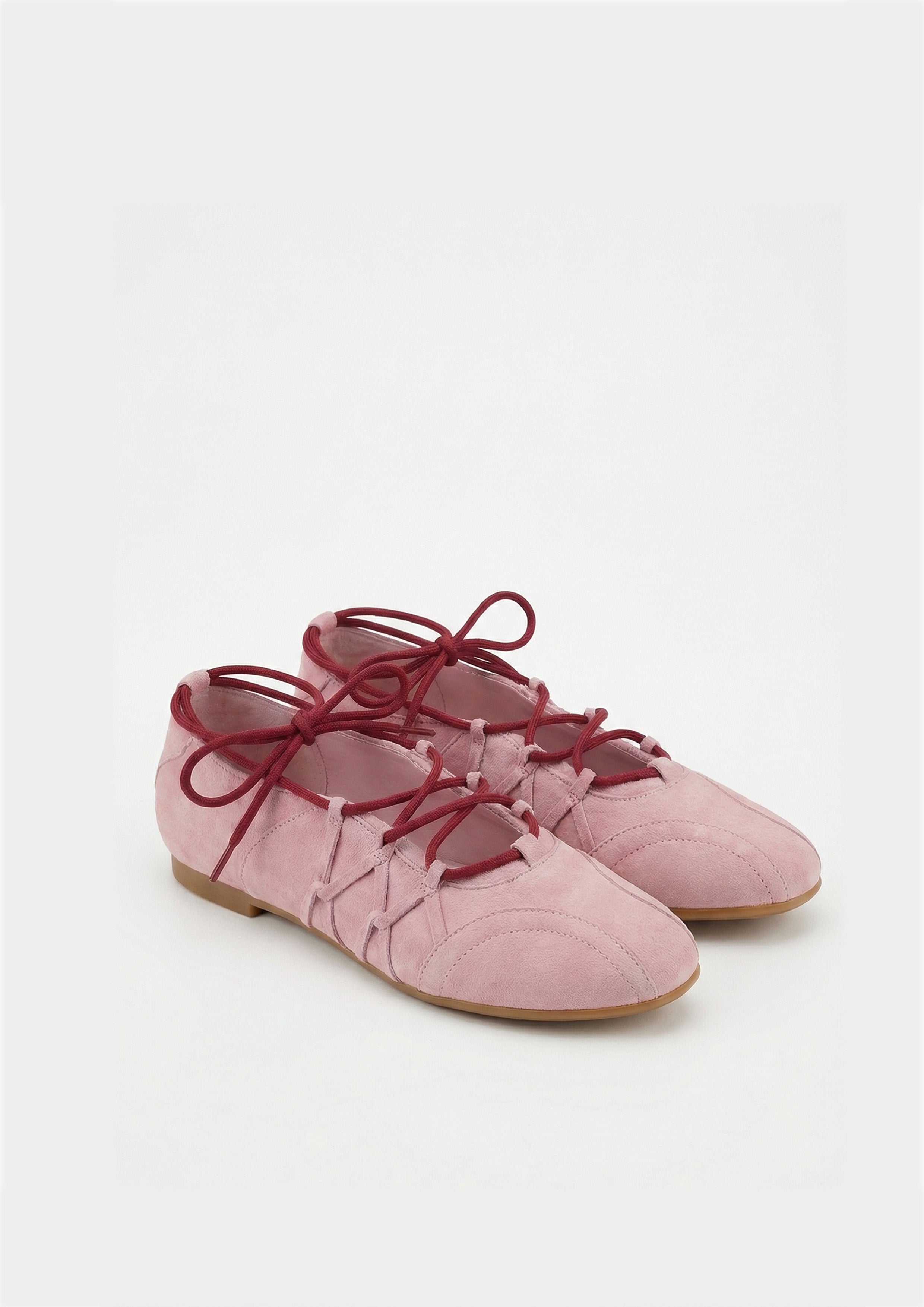 Iria Lace-Up Ballet Flats - Dusty Rose | JW PEI