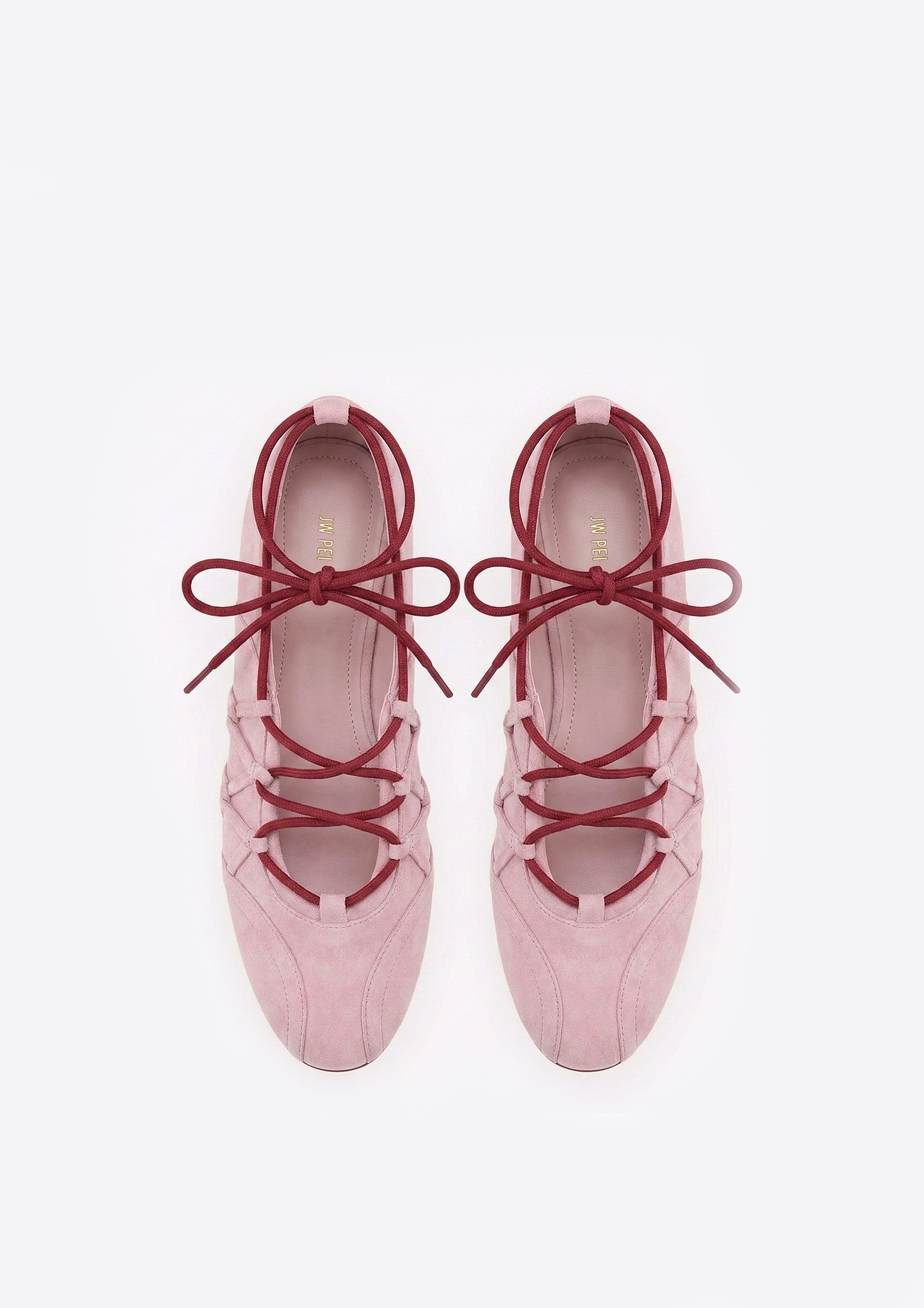 Iria Lace-Up Ballet Flats - Dusty Rose | JW PEI