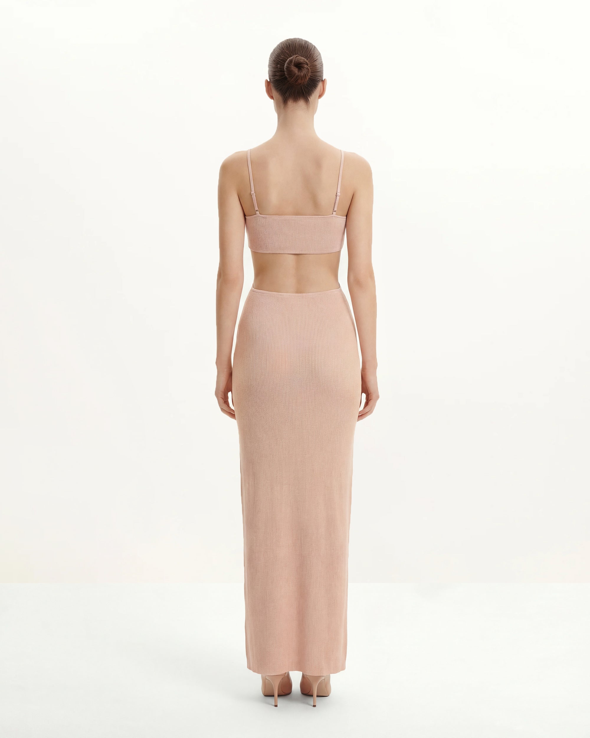 pink ribbed cut out dress Pink Ribbed One Shoulder Cut-Out Side Midi Dress /1-2-2-1