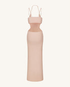 Ribbed Knit Cutout Maxi Dress - Pink