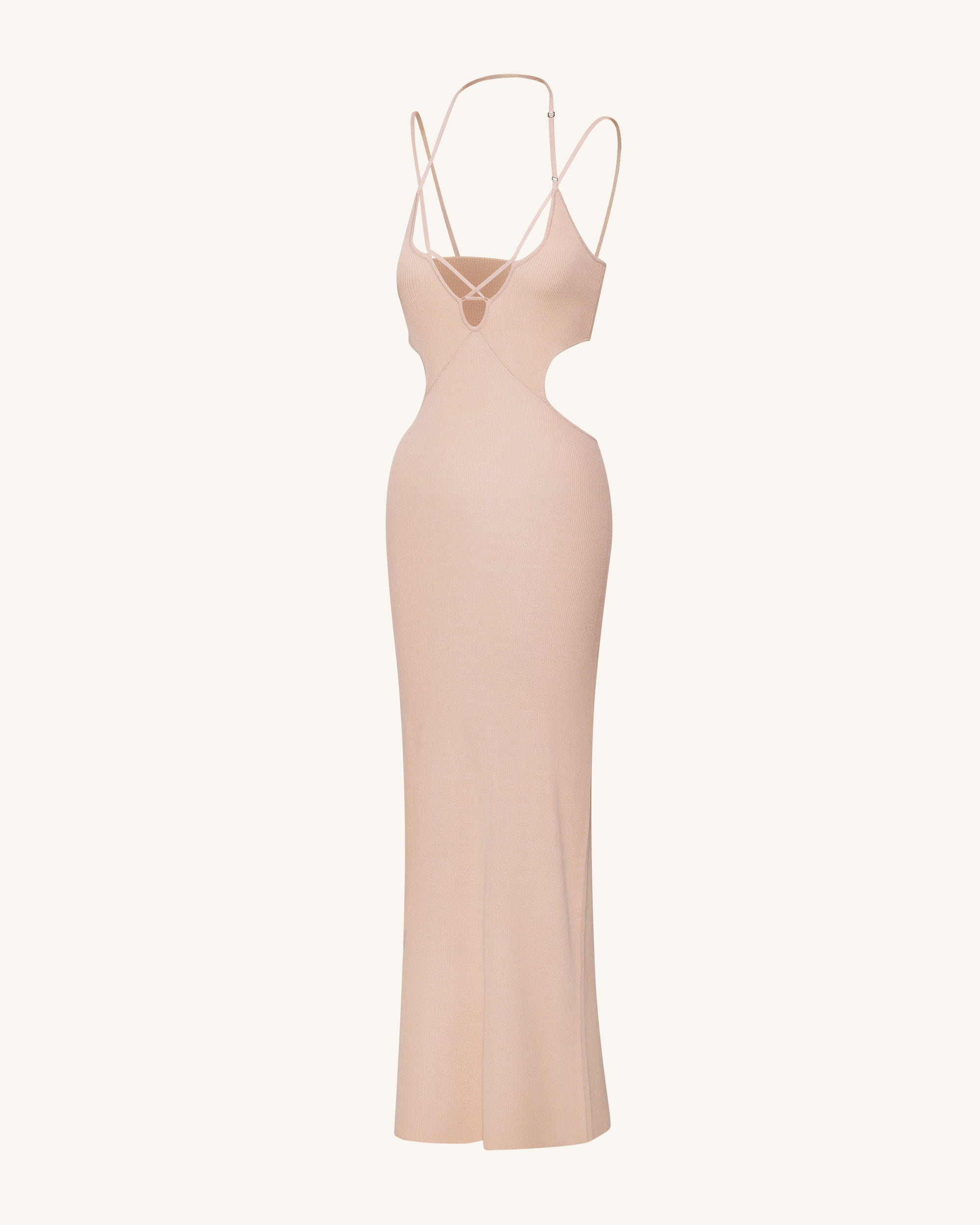 Ribbed Knit Cutout Maxi Dress - Pink 2 | US Ribbed Knit Cutout Maxi Dress - Pink 2 | US