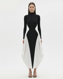 Monochrome Paneled Long-Sleeve Maxi Dress - Black 6 | US Monochrome Paneled Long-Sleeve Maxi Dress - Black 6 | US