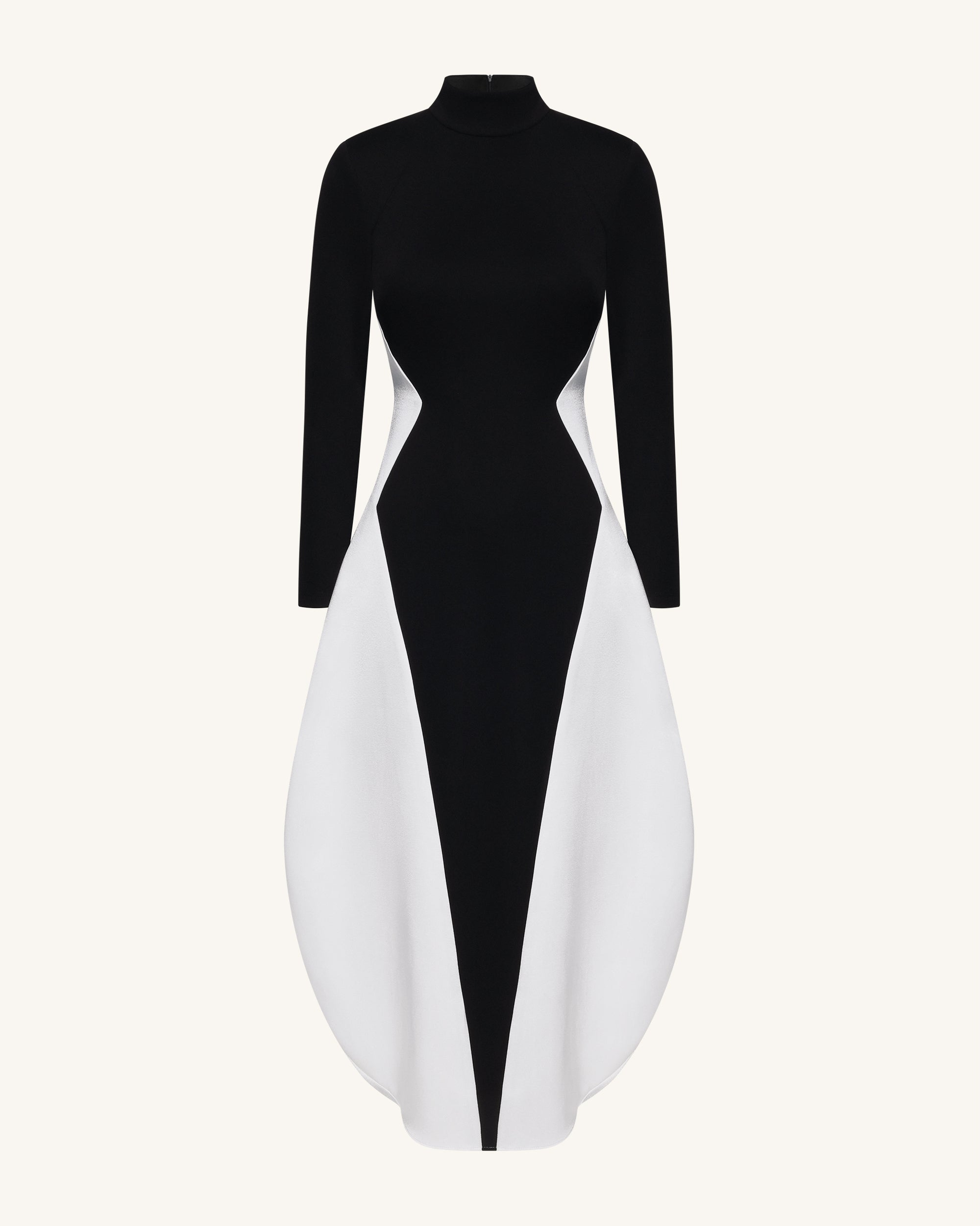 Monochrome Paneled Long-Sleeve Maxi Dress - Black 6 | US Monochrome Paneled Long-Sleeve Maxi Dress - Black 6 | US