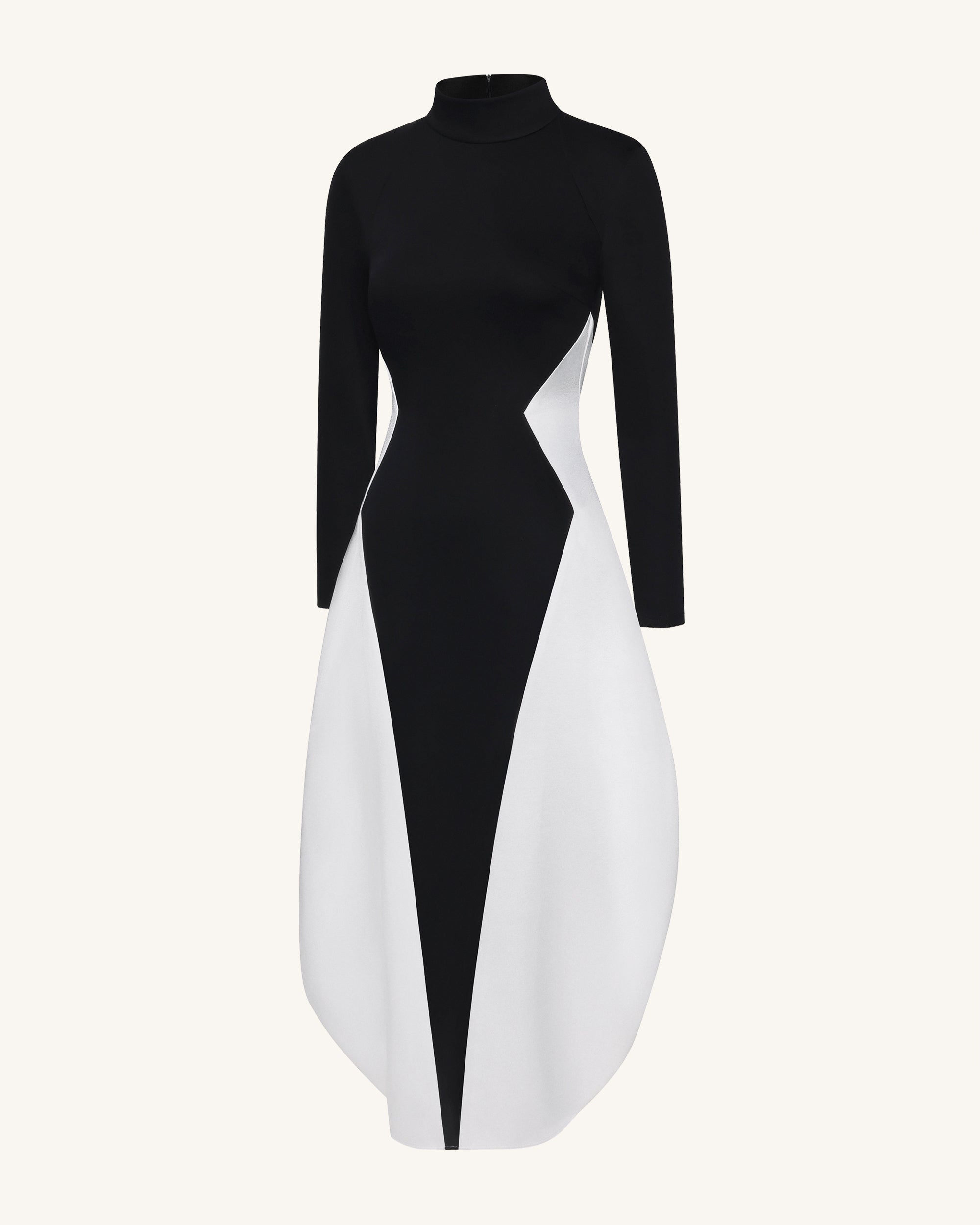 Monochrome Paneled Long-Sleeve Maxi Dress - Black 6 | US Monochrome Paneled Long-Sleeve Maxi Dress - Black 6 | US