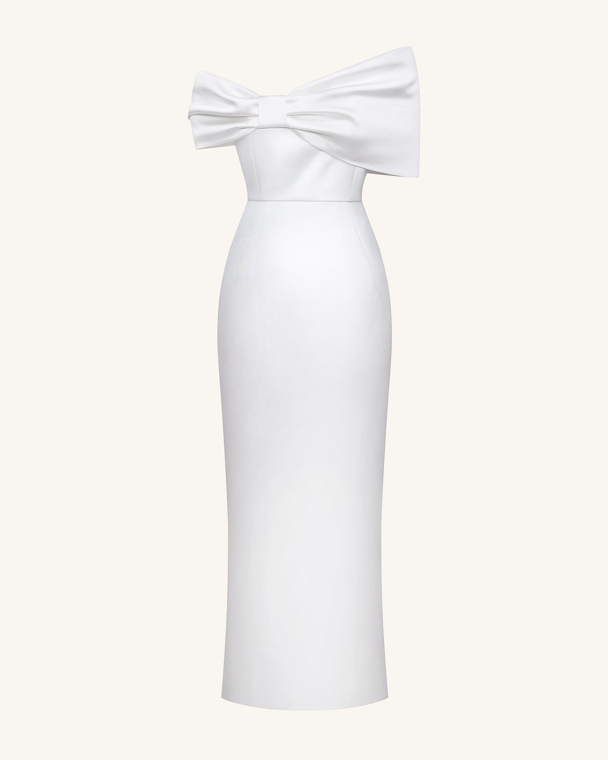 Satin Asymmetric Bow Maxi Dress - White | JW PEI Satin Asymmetric Bow Maxi Dress - White | JW PEI