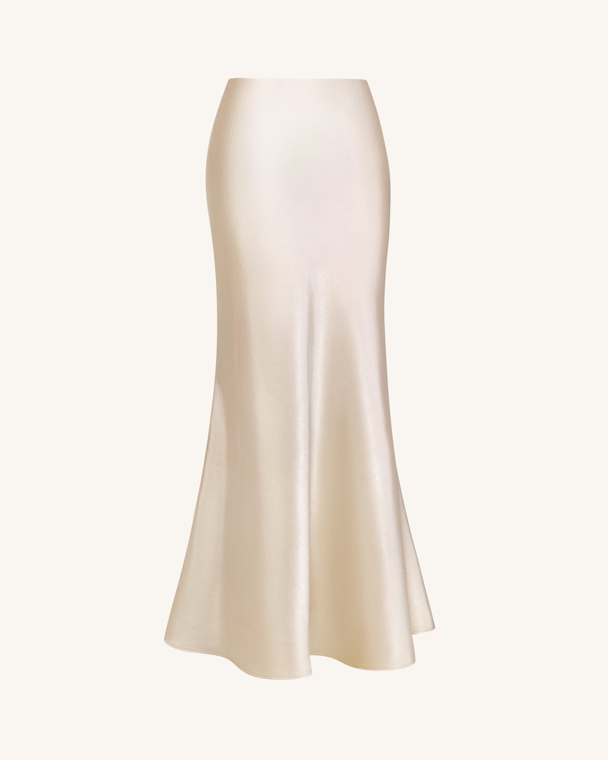 Satin-Feel Draped Maxi Skirt - Cream