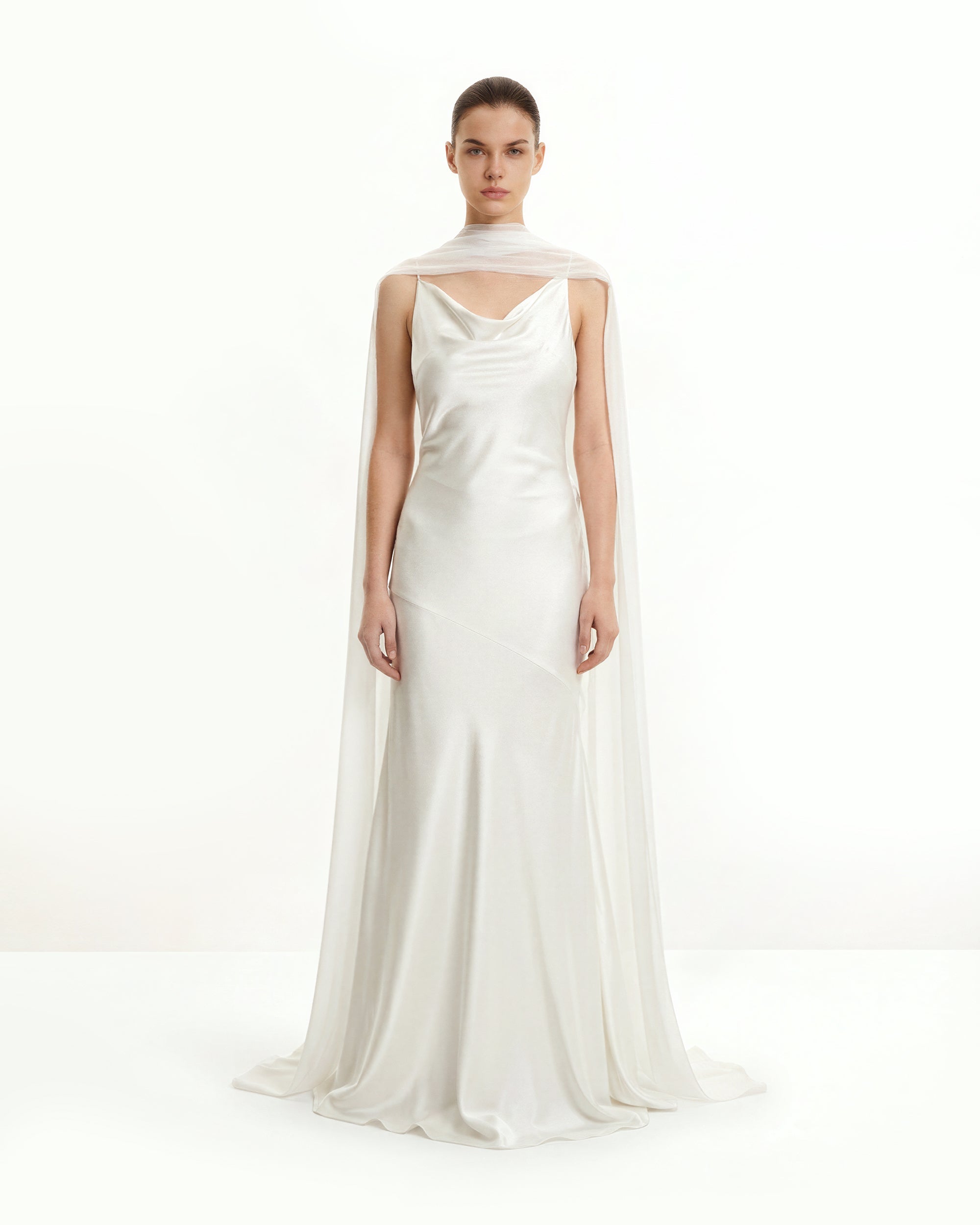 white shawl for dress Tulle Cape Shawl - White, 10