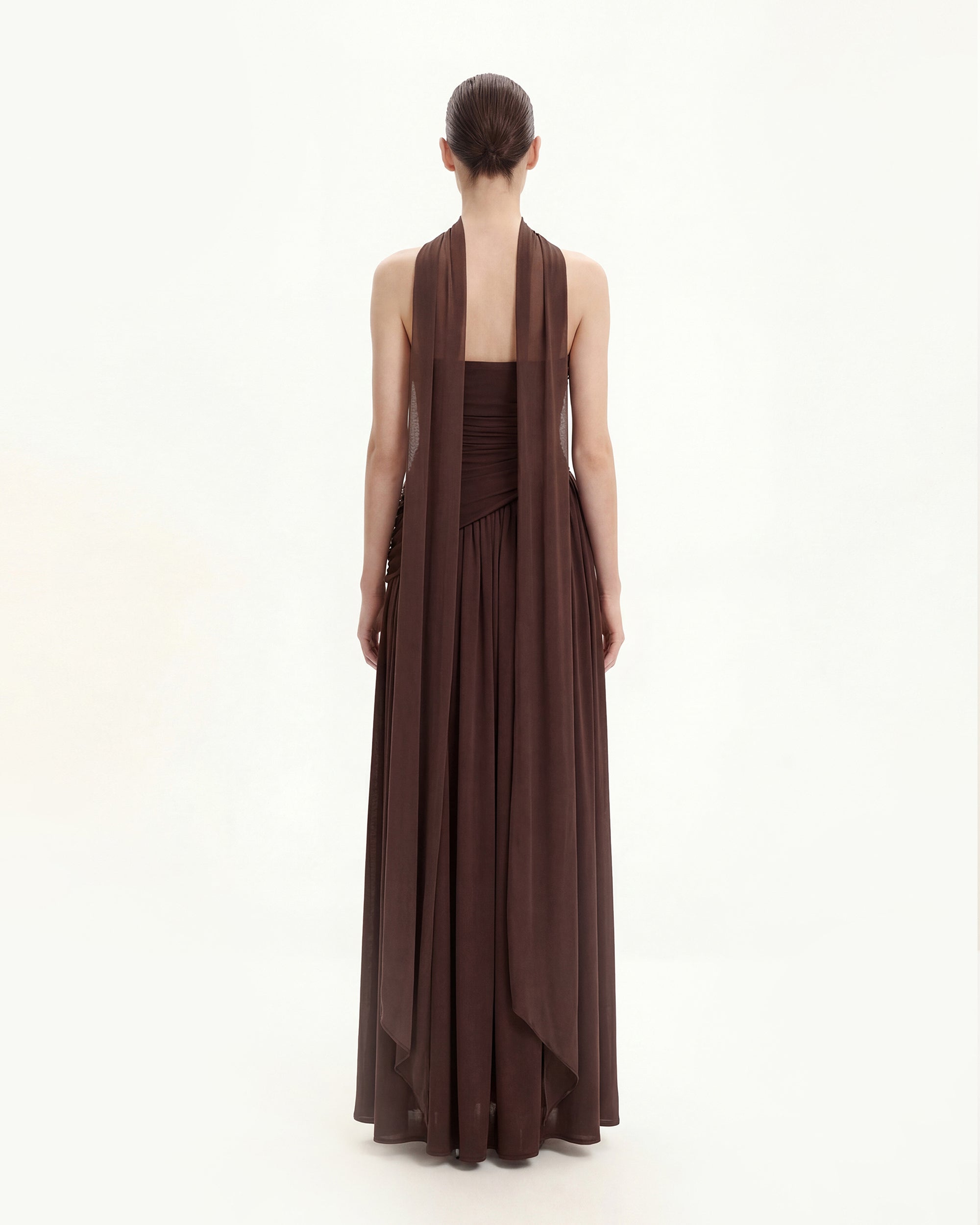 Ruched Panel Strapless Maxi Dress - Brown | JW PEI Ruched Panel Strapless Maxi Dress - Brown | JW PEI