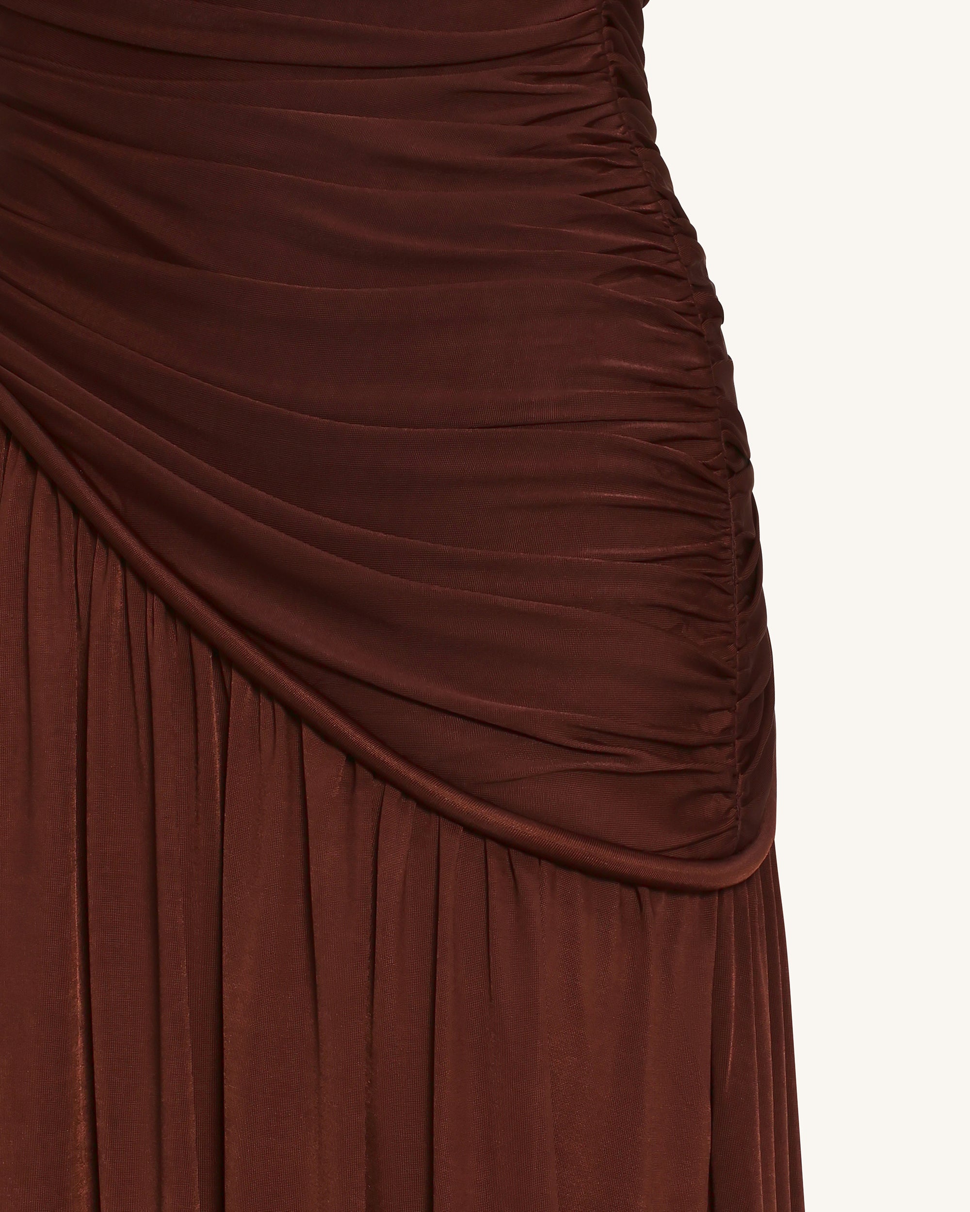 Ruched Panel Strapless Maxi Dress - Brown | JW PEI Ruched Panel Strapless Maxi Dress - Brown | JW PEI