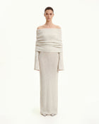 Knit Off-Shoulder Maxi Dress - Cream
