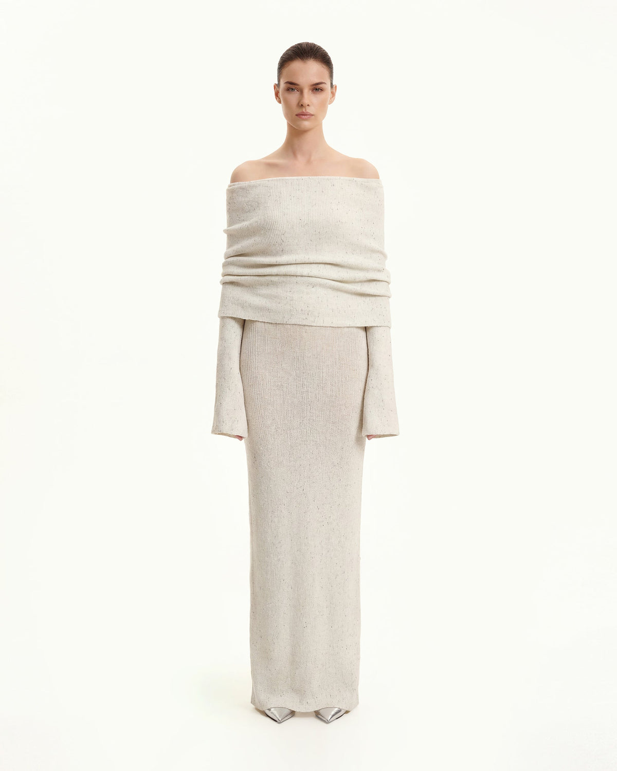 cream off shoulder sweater dress Knit Off-Shoulder Maxi - US SIZE:22 Boden Women's Ivy Button LAST_CHANCE_TO_BUY_ESS26 Model wears size S