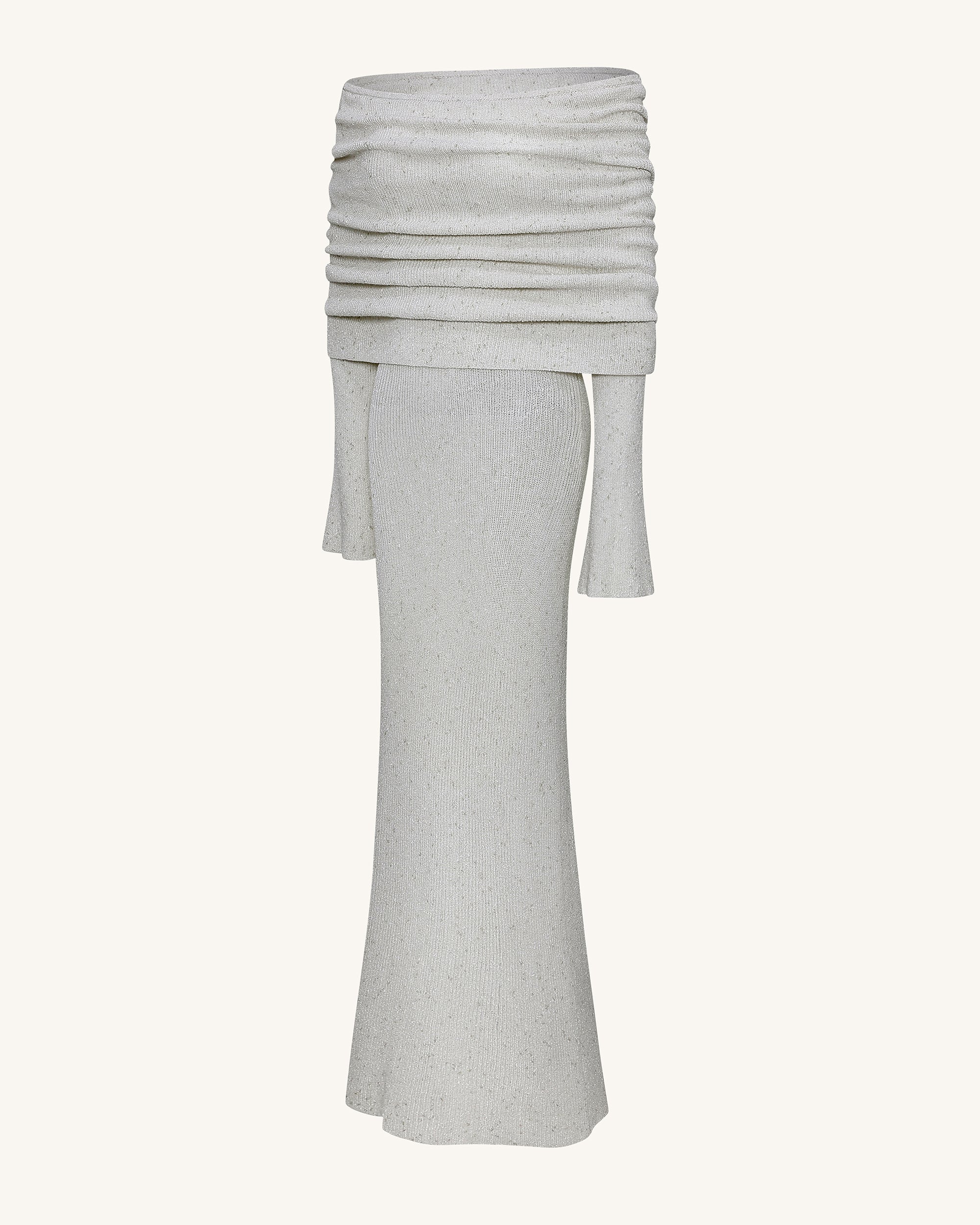 Knit Off-Shoulder Maxi Dress - Cream 6 | US Knit Off-Shoulder Maxi Dress - Cream 6 | US
