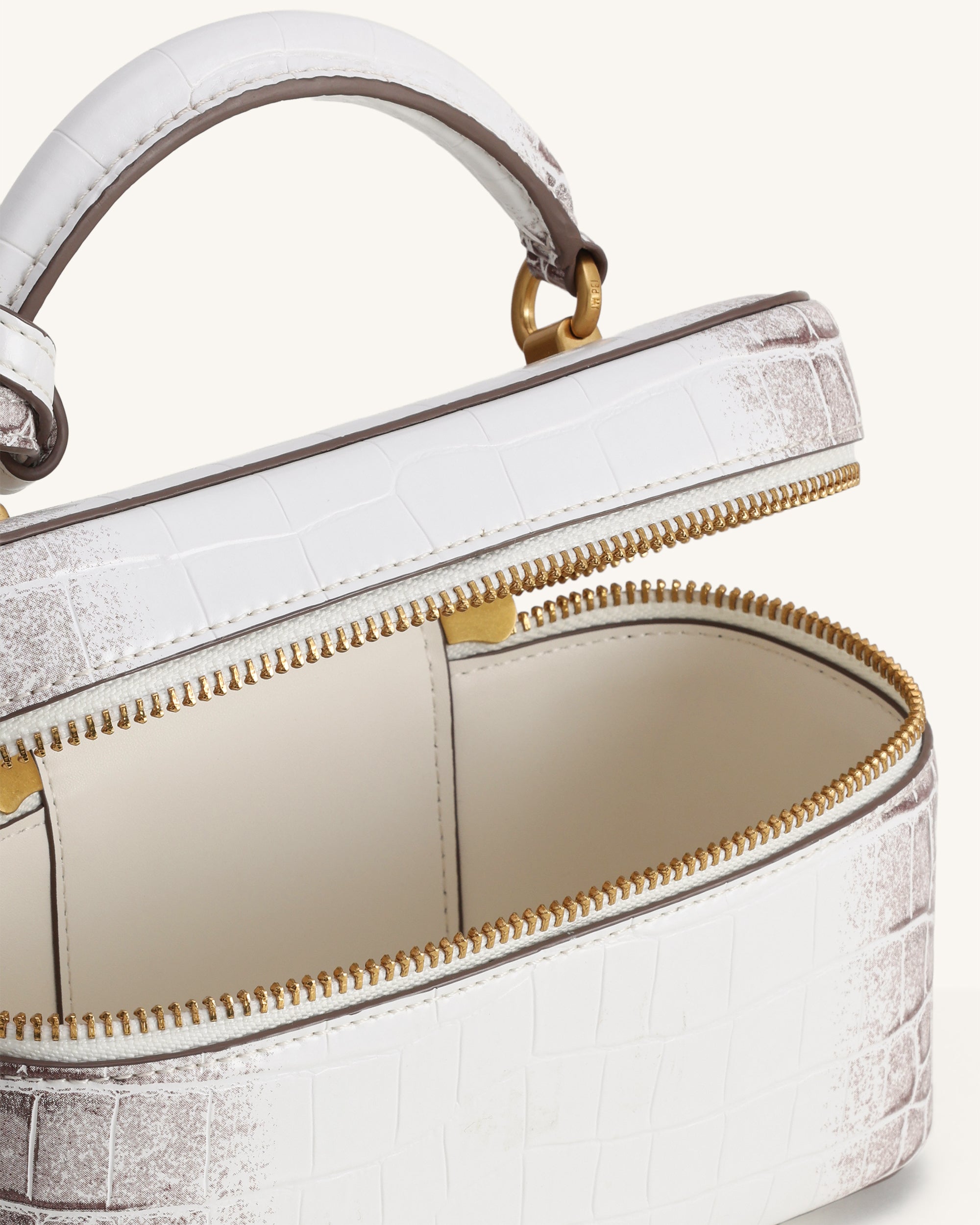 Cleo Box Shape Top Handle Bag - White Croc | JW PEI