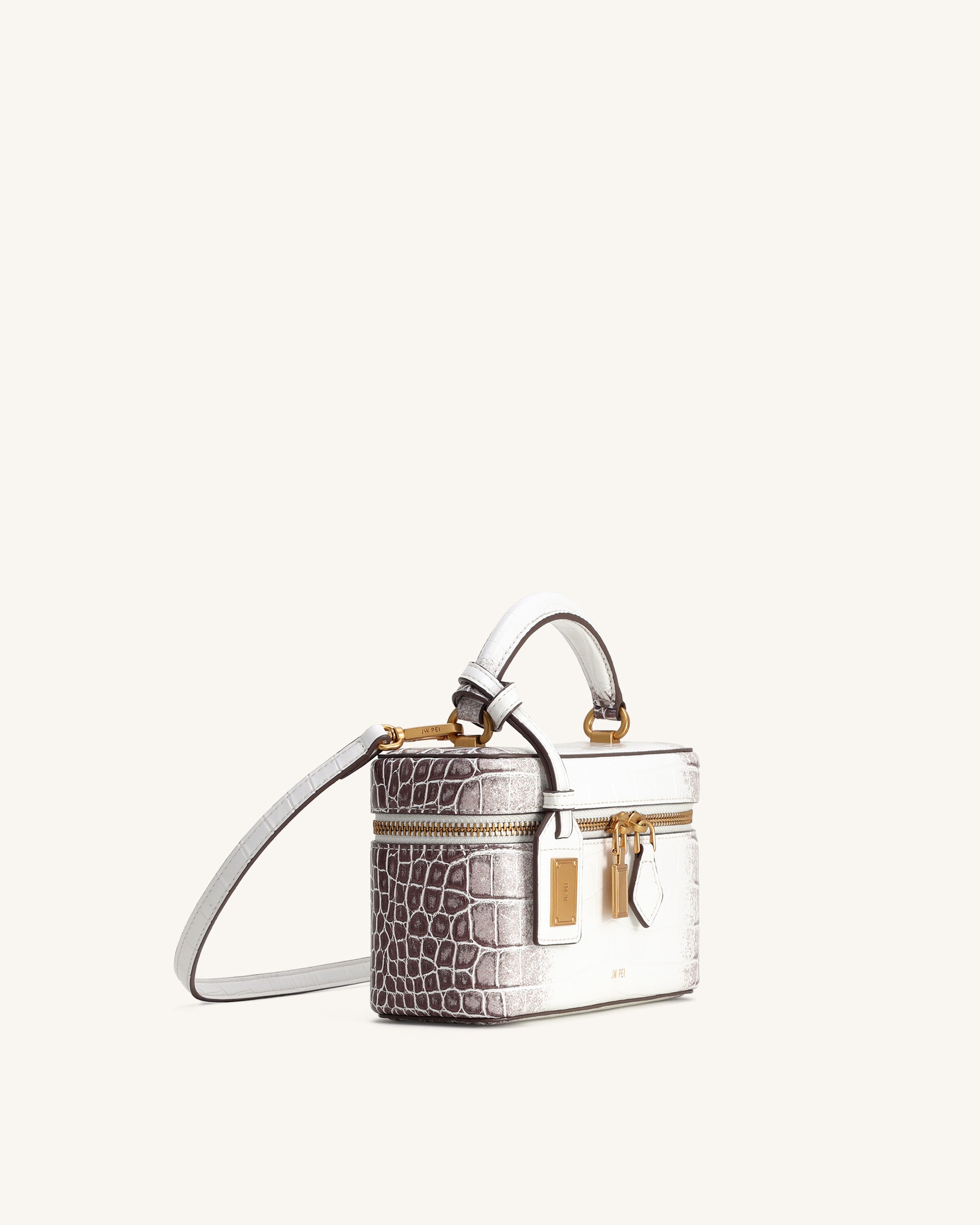 Cleo Box Shape Top Handle Bag - White Croc | JW PEI
