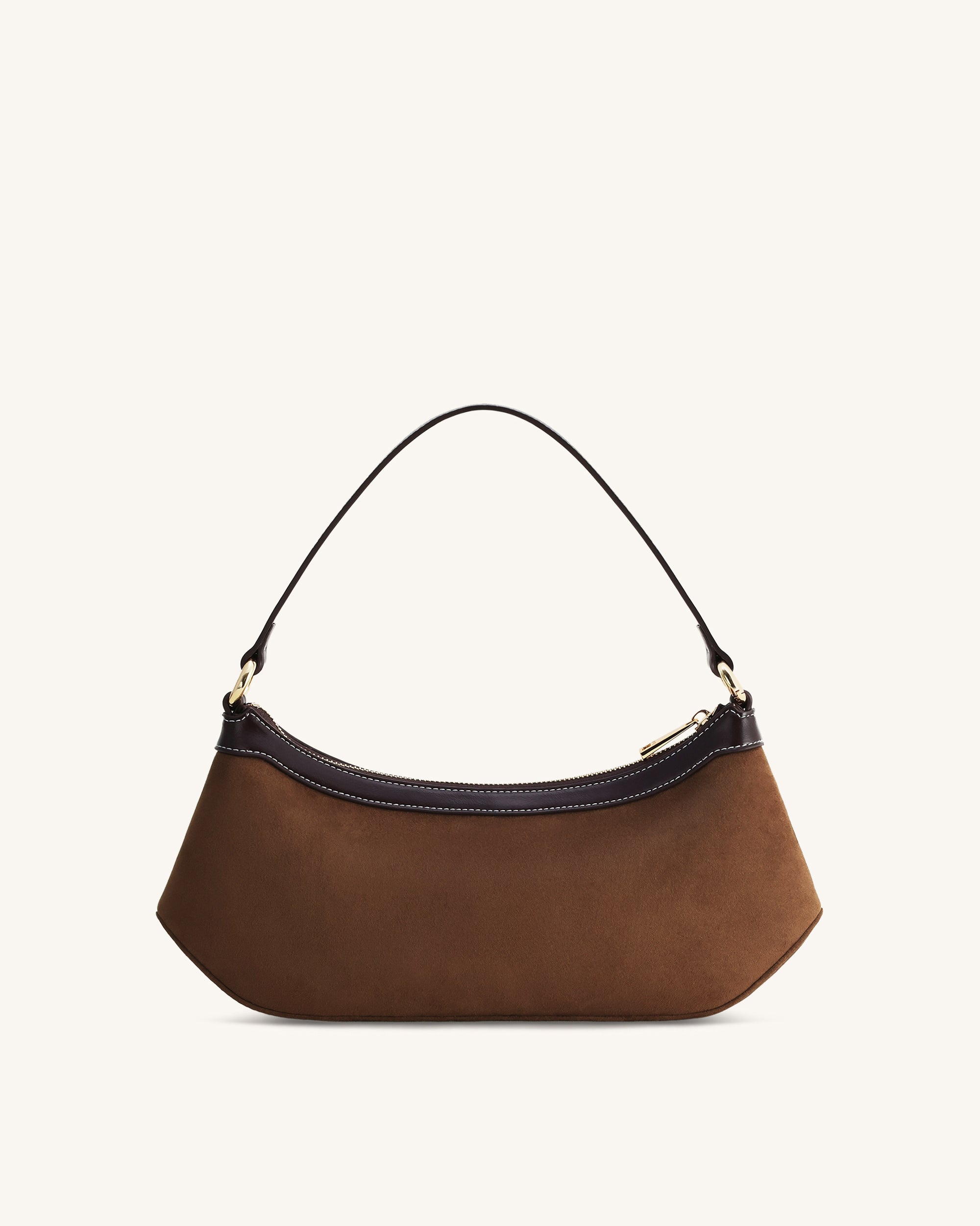 Lily Faux Suede Shoulder Bag - Dark Brown | JW PEI