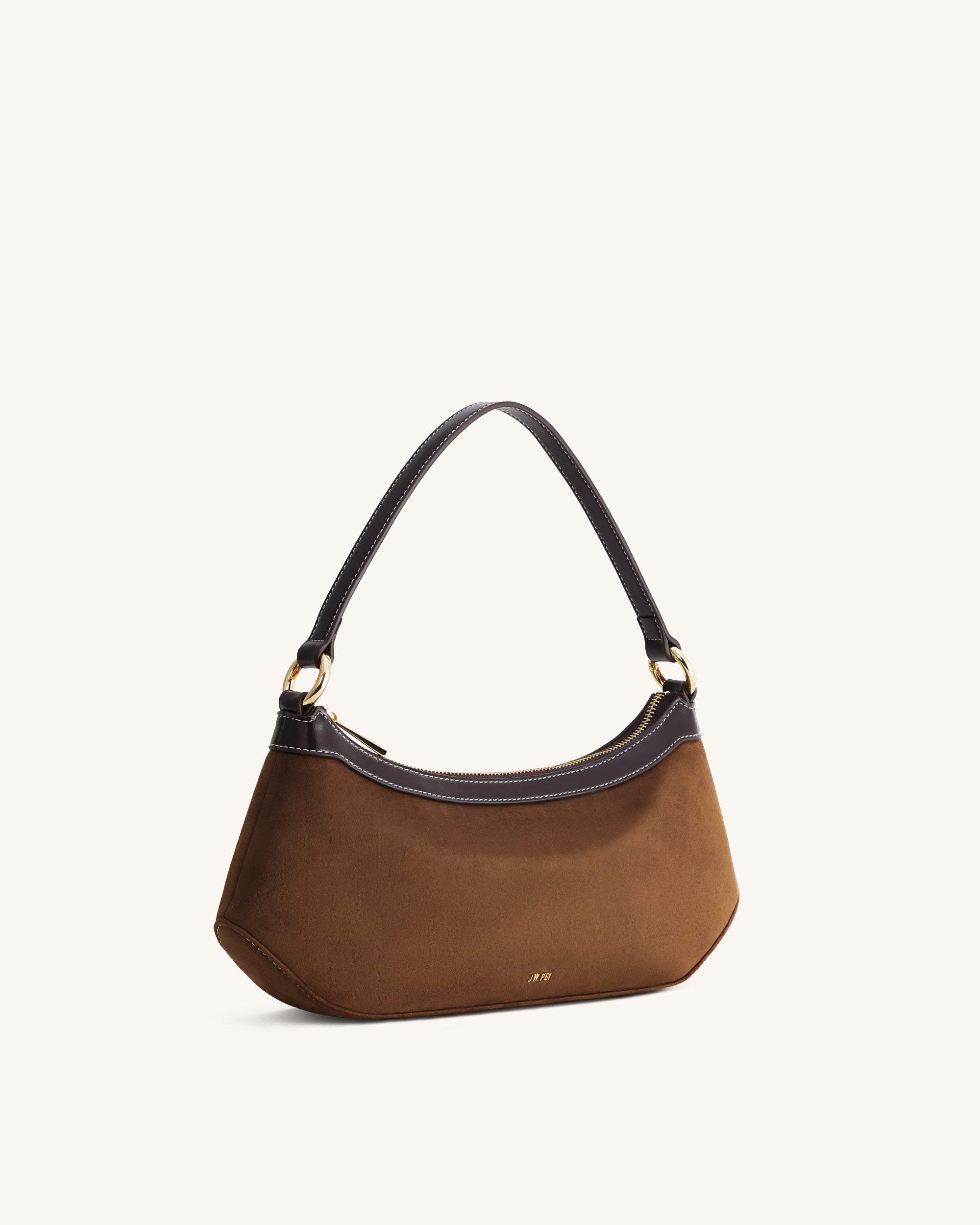 Lily Faux Suede Shoulder Bag - Dark Brown | JW PEI