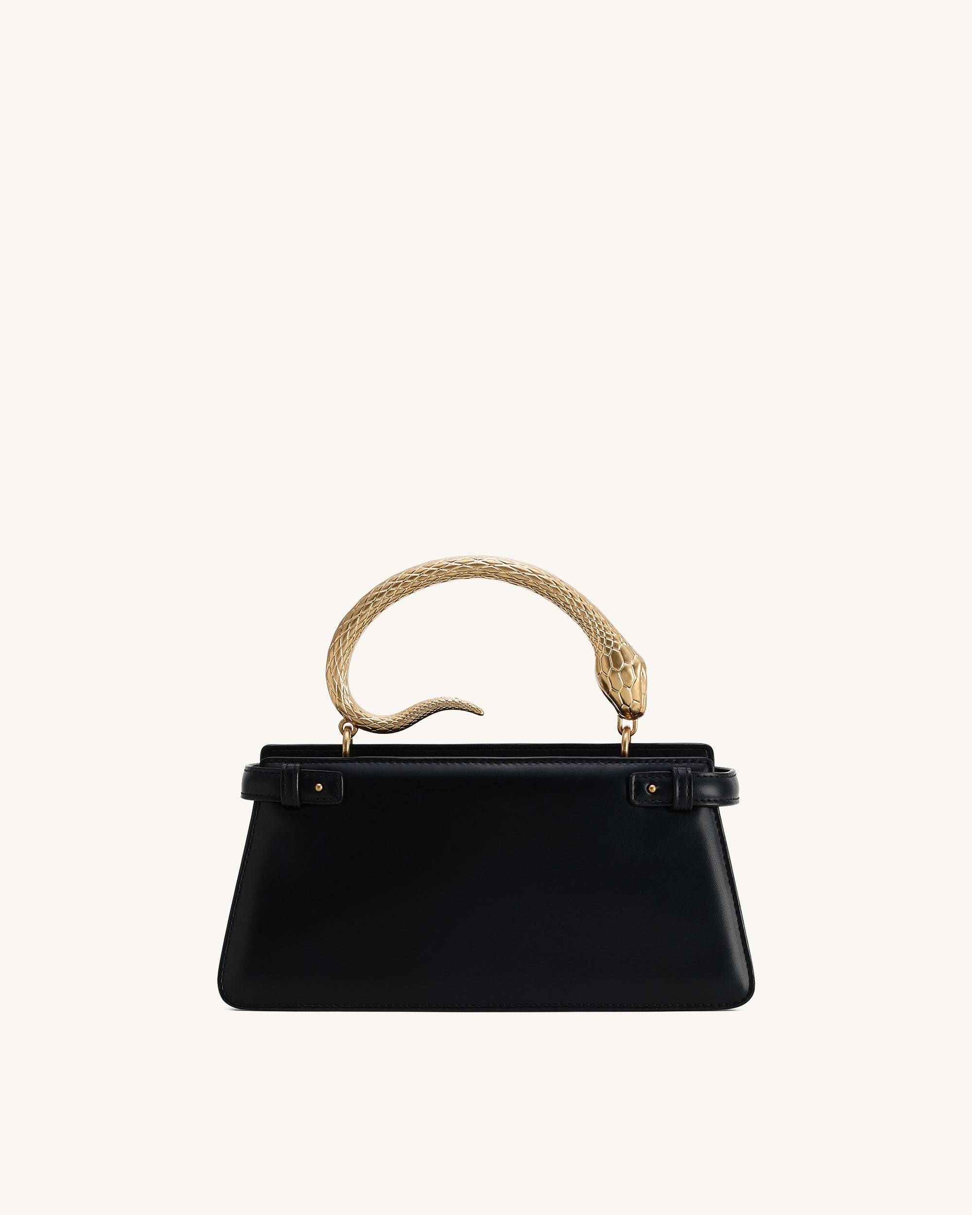 Elena Snake Handle Top Handle Bag - Black