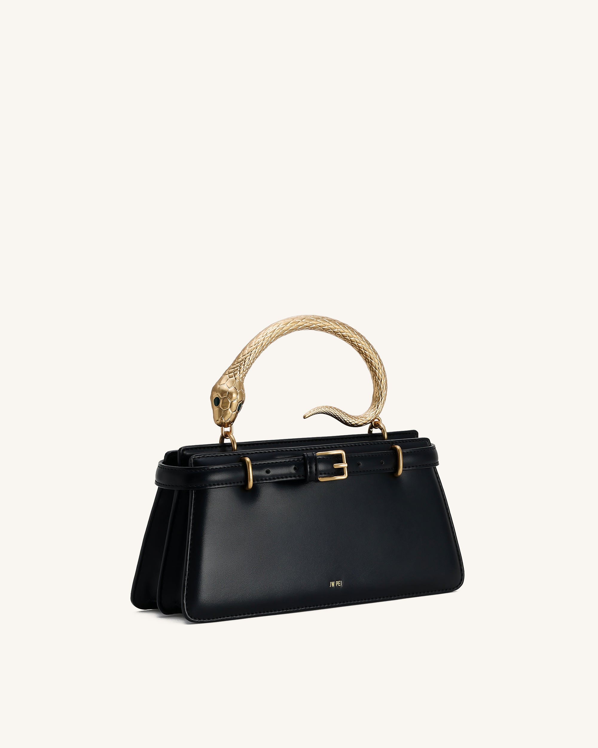 Jw Pei Elena Snake Handle Top Handle Bag Black