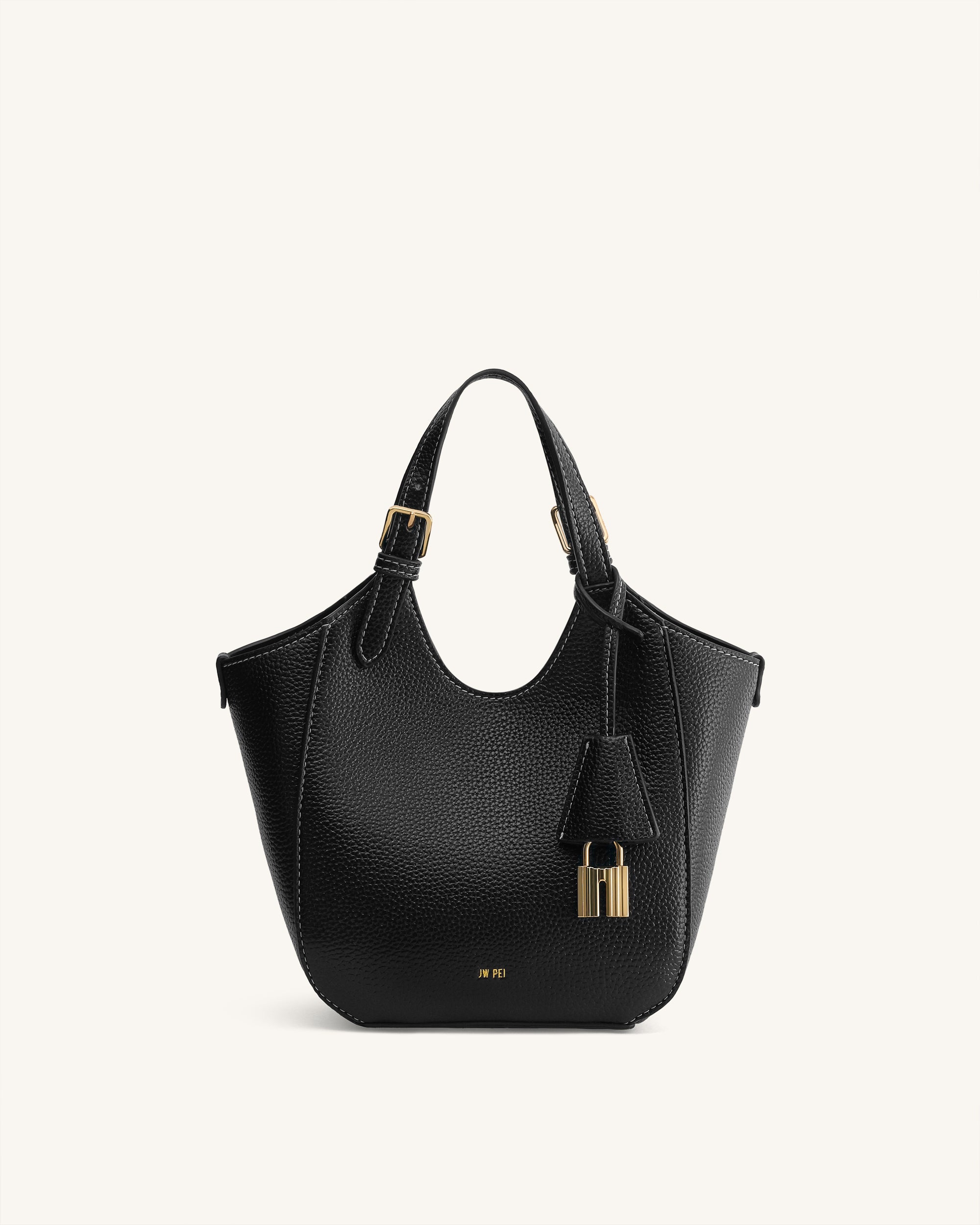 Ines Padlock Tote Bag - Black | JW PEI