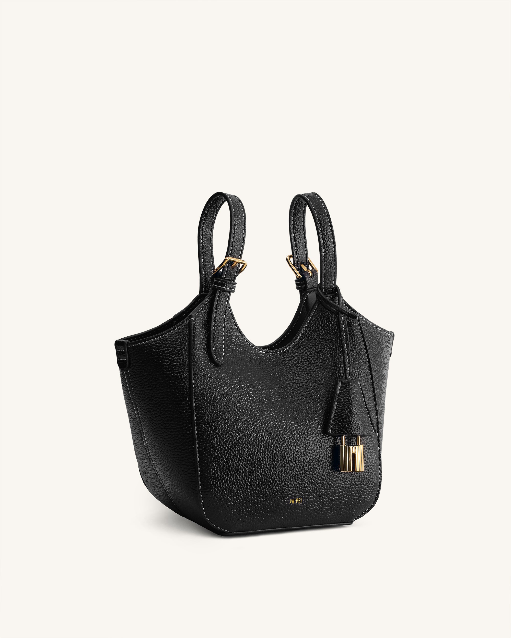 Ines Padlock Tote Bag - Black | JW PEI