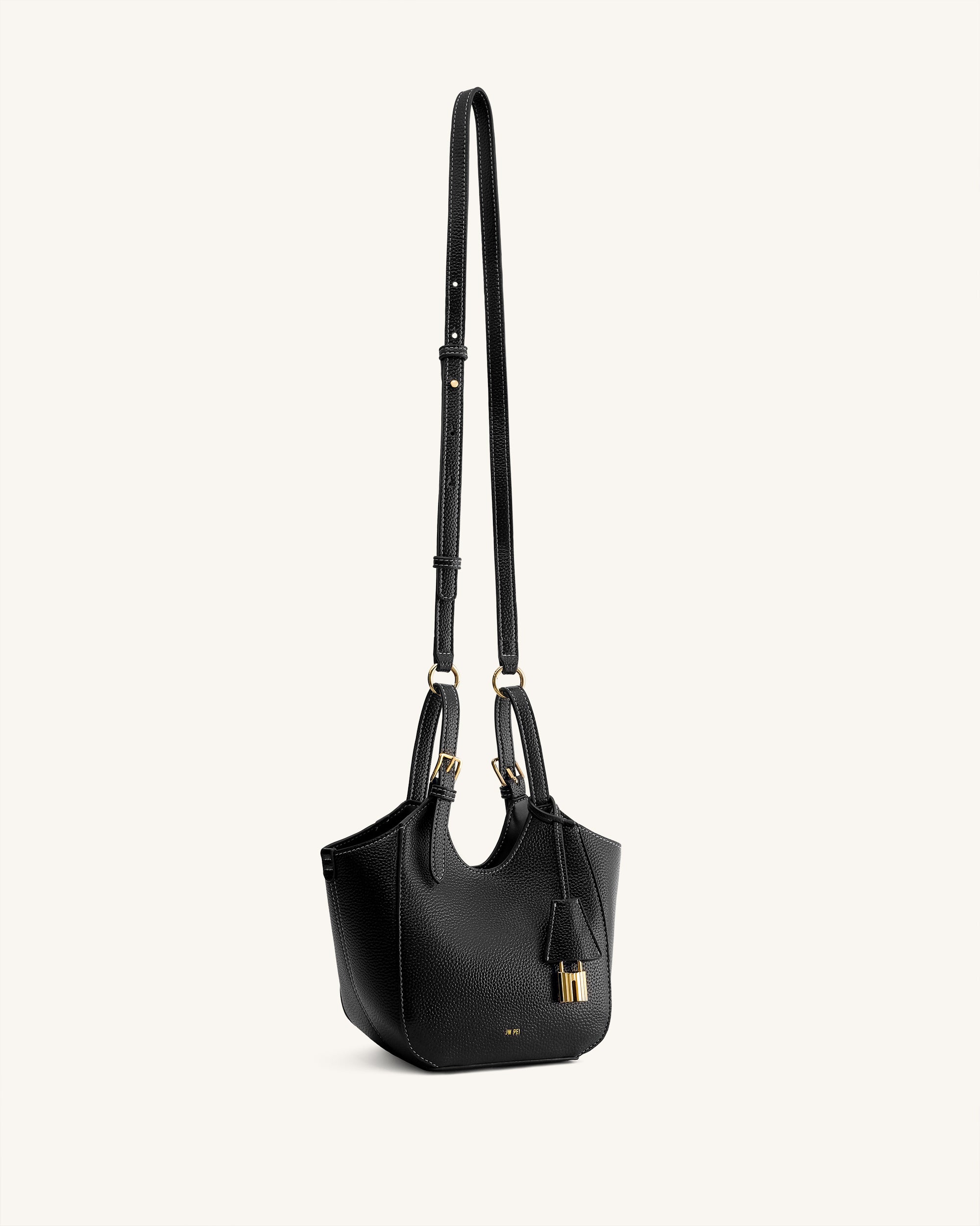 Ines Padlock Tote Bag - Black | JW PEI