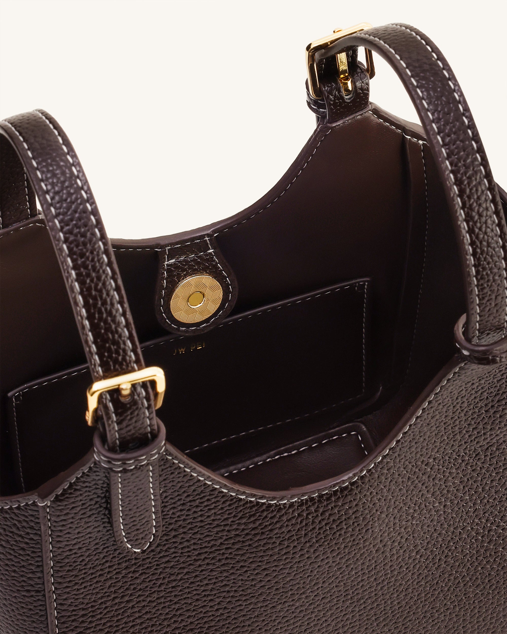 Ines Padlock Tote Bag - Dark Brown | JW PEI