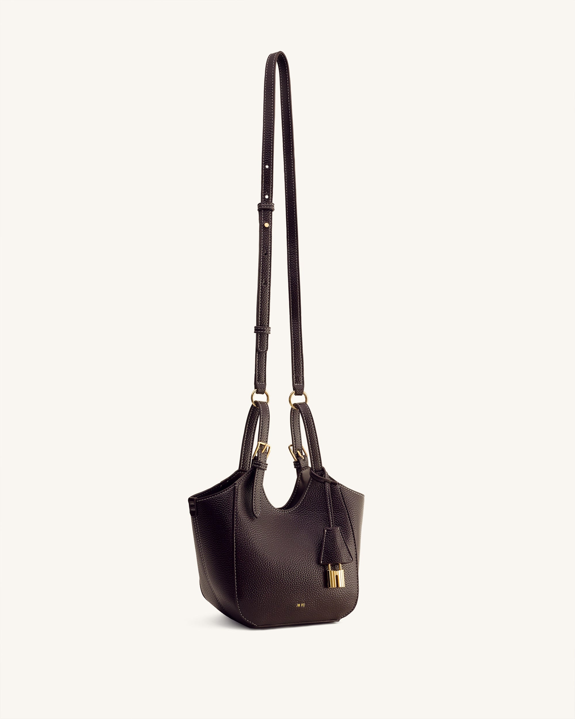 Ines Padlock Tote Bag - Dark Brown | JW PEI
