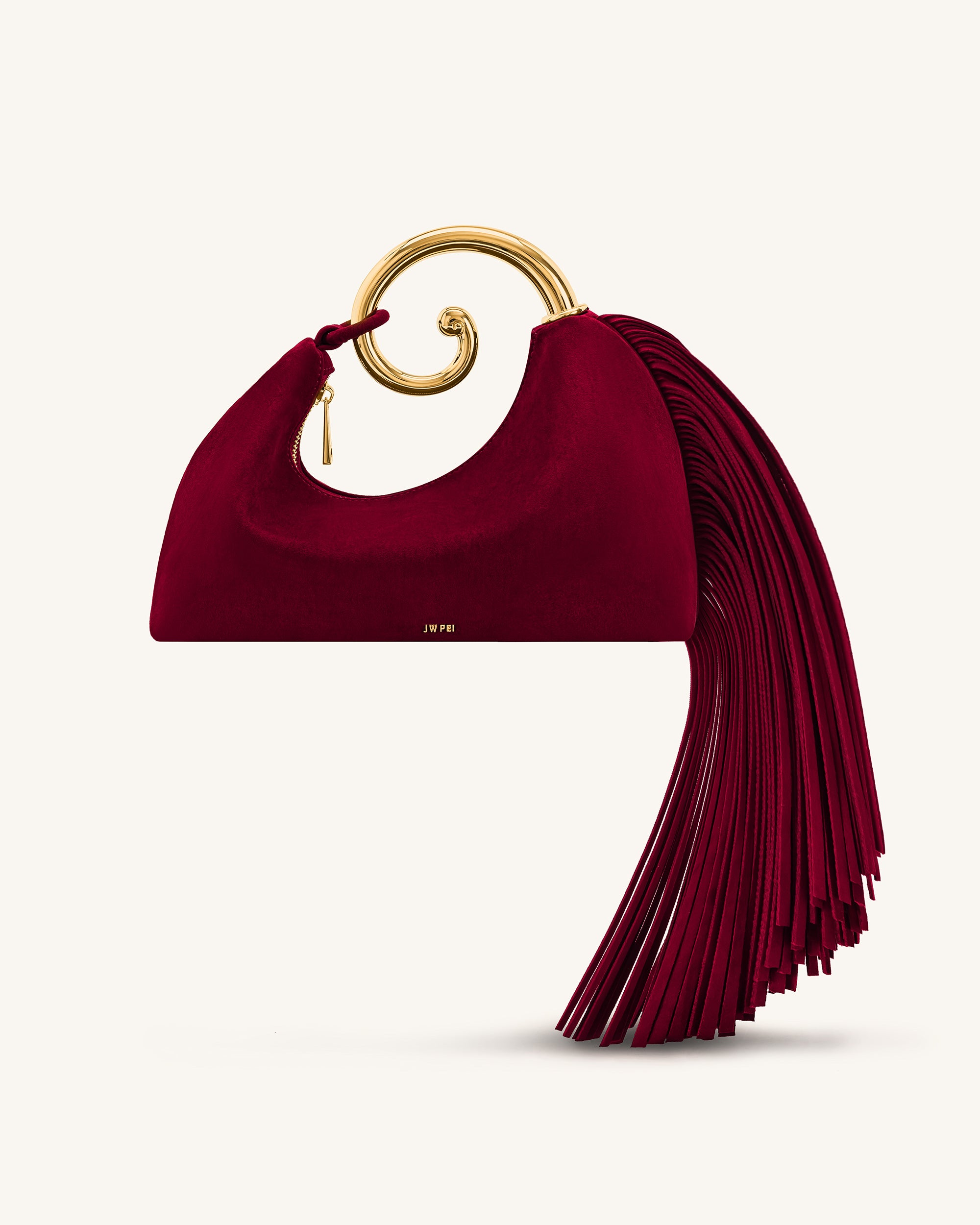 Nell Fringe Hardware Top Handle Bag - Burgundy | JW PEI