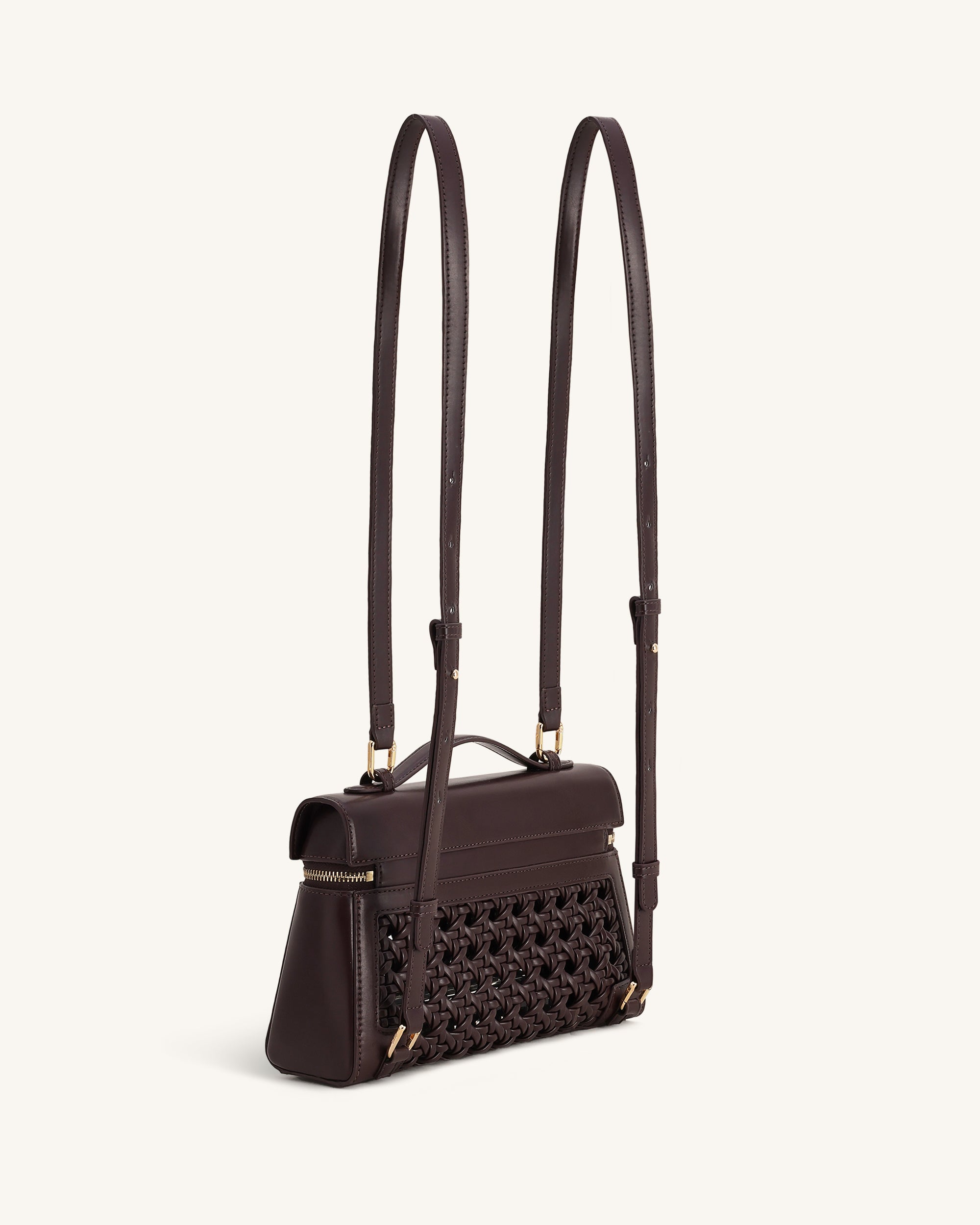 Thea Large Woven Top Handle Bag - Dark Red | JW PEI