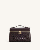 Thea Large Woven Top Handle Bag - Dark Red