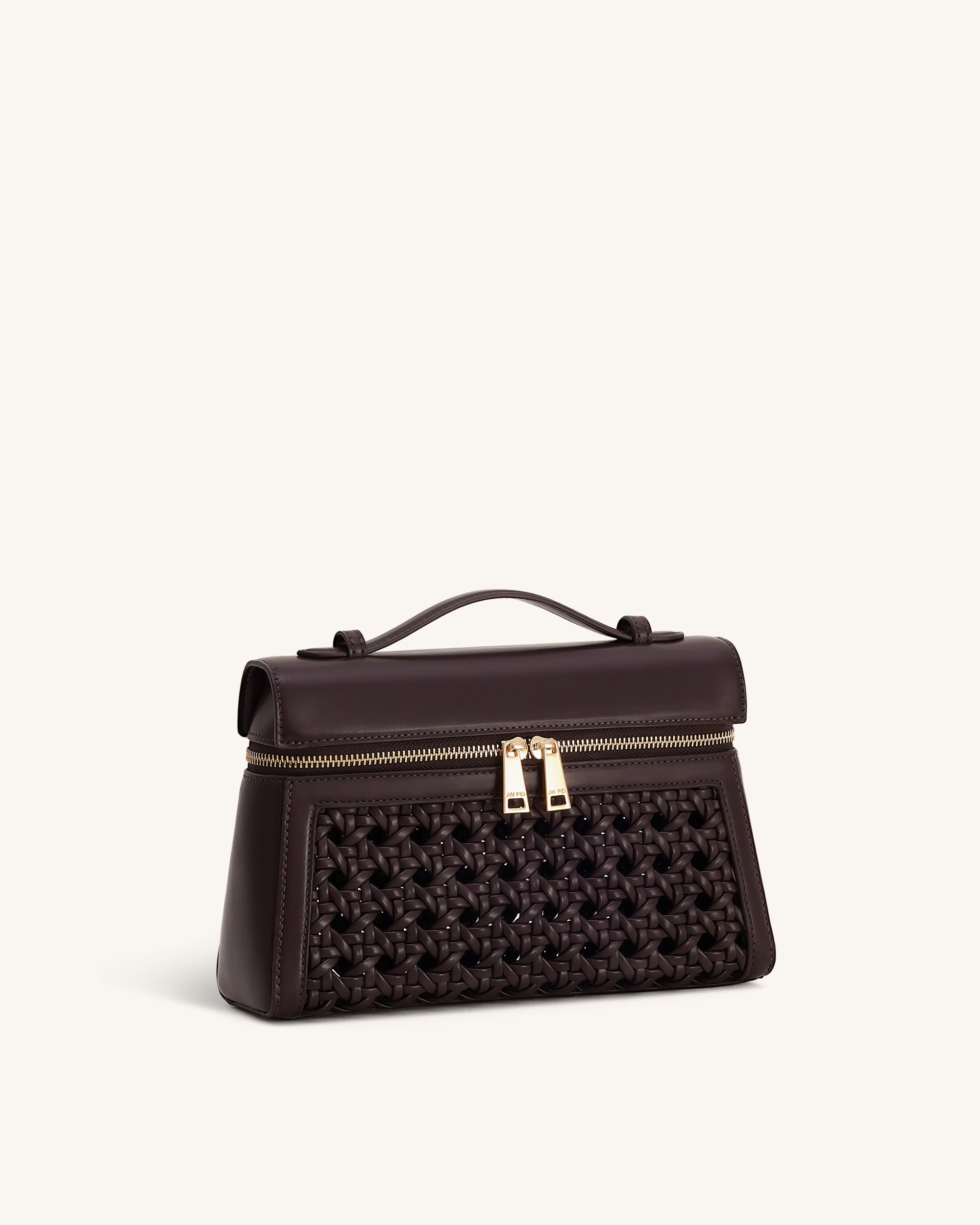 Thea Large Woven Top Handle Bag - Dark Red | JW PEI