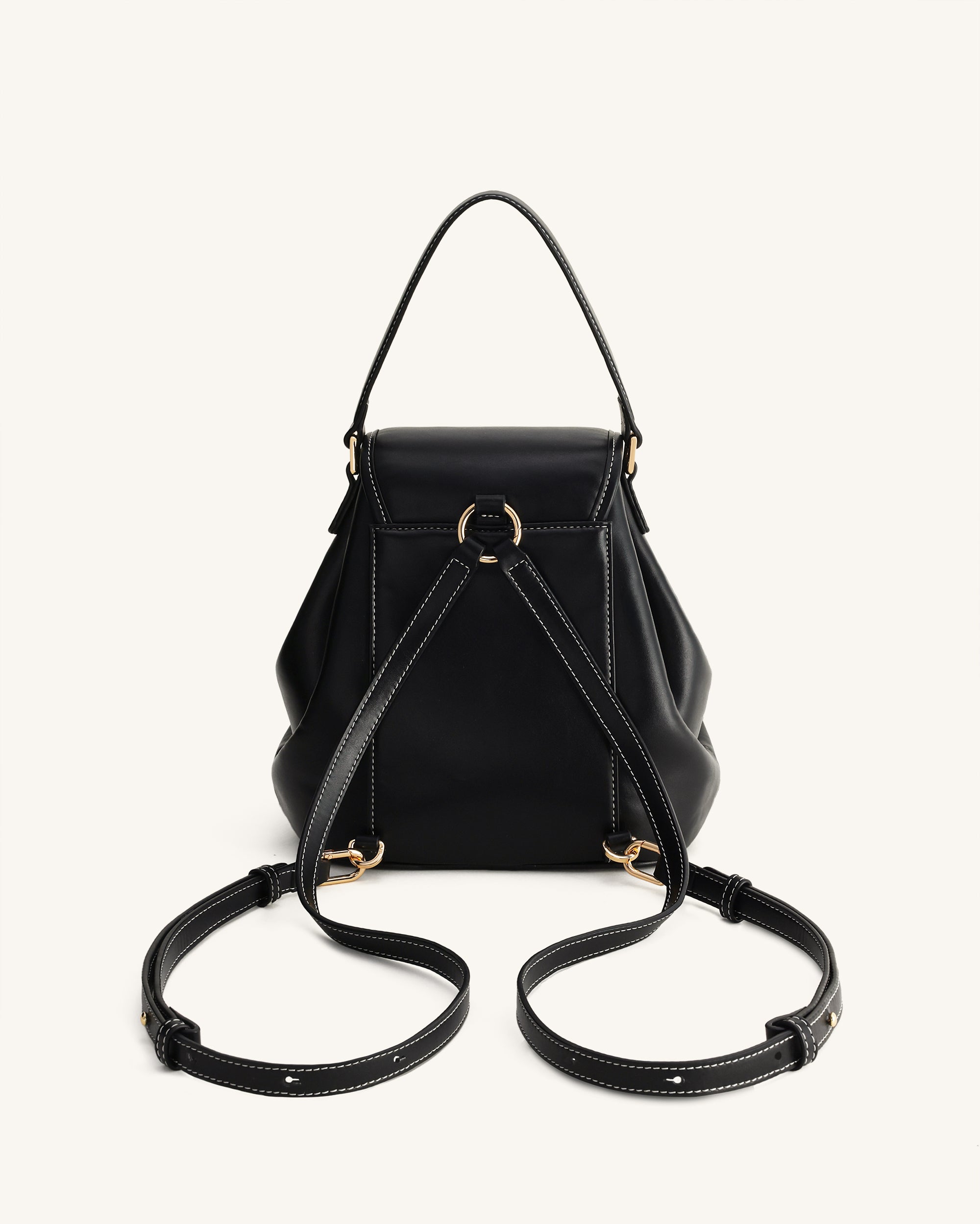 Harper Buckle Pocket Backpack - Black