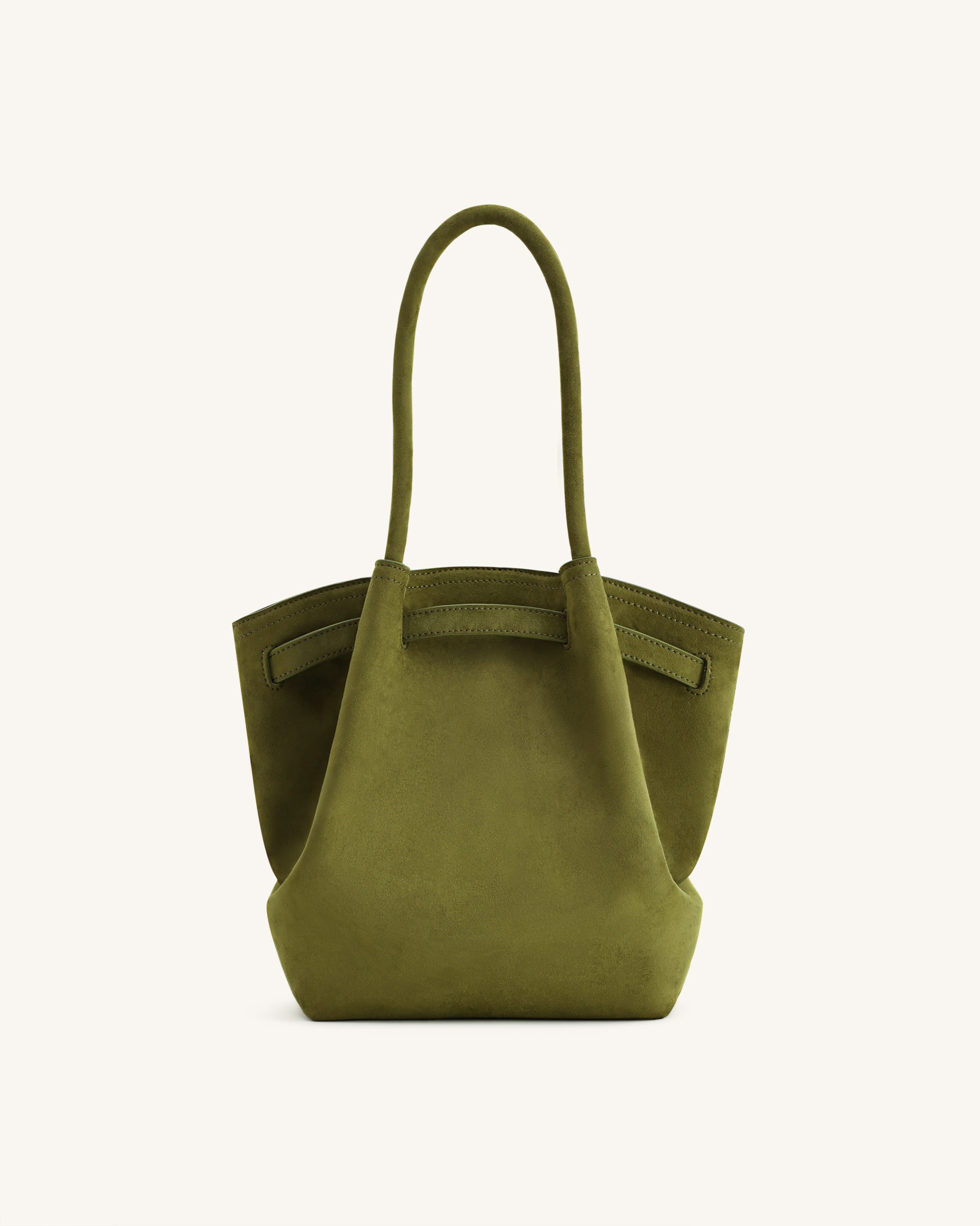 hana② Hana Column Faux Suede Tote Bag - Olive Green | JW PEI