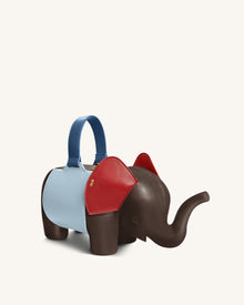 Claire Elephant Shaped Handbag - Dark Brown/Blue