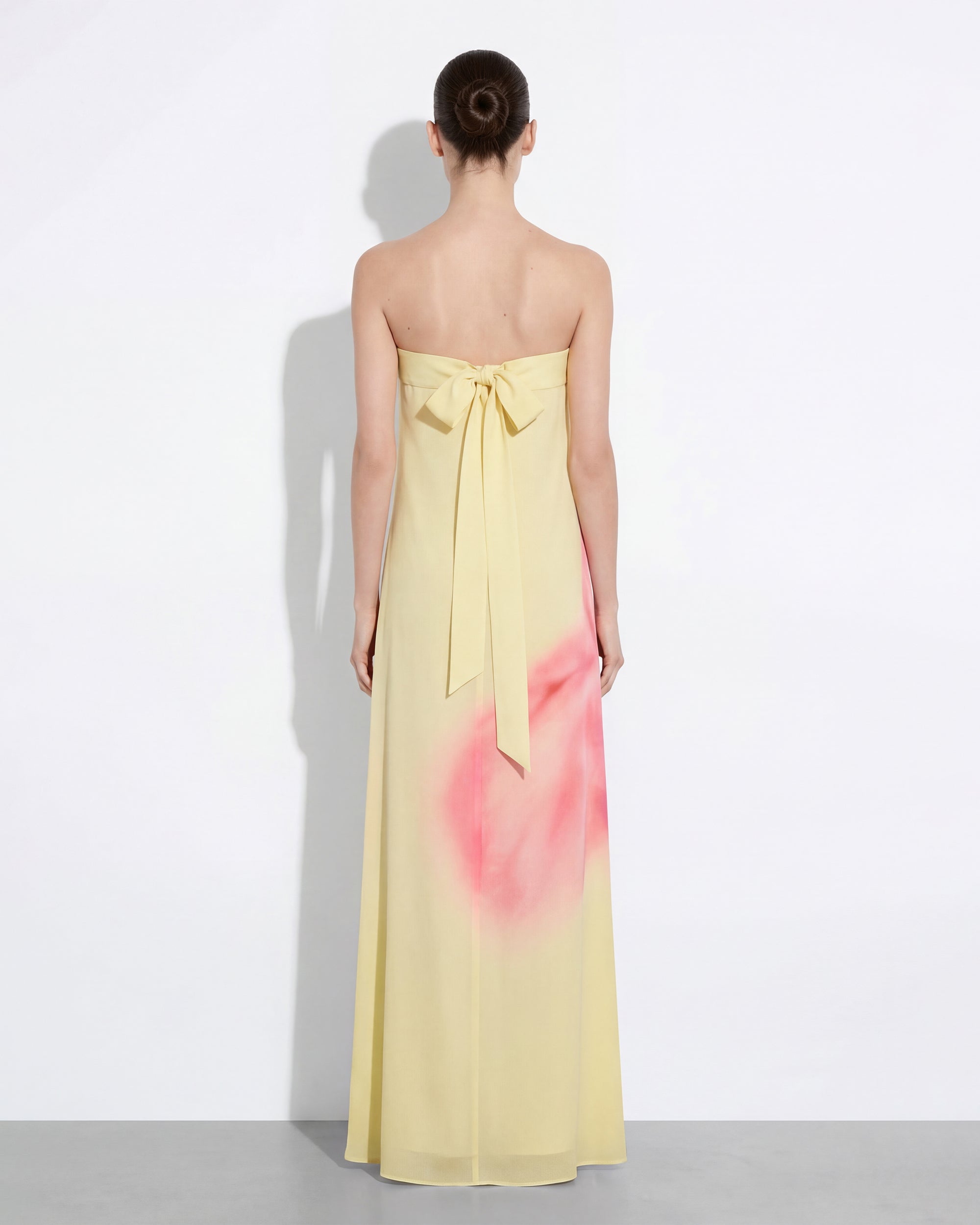 Watercolor Floral Print Strapless Maxi Dress - Yellow | JW PEI Watercolor Floral Print Strapless Maxi Dress - Yellow | JW PEI