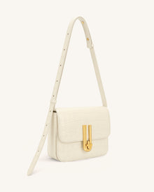 Evania Lock Shoulder Bag - Ivory Croc