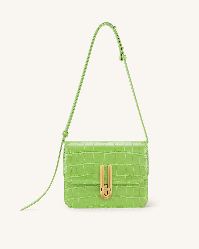 Evania Lock Shoulder Bag - Green Croc