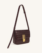 Evania Lock Shoulder Bag - Burgundy Croc