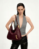 Nina Metal Charm Hobo Bag - Burgundy