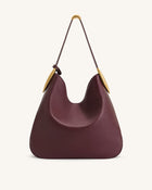 Nina Metal Charm Hobo Bag - Burgundy