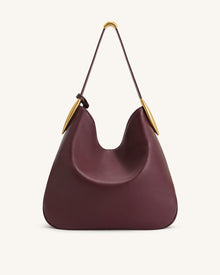 Nina Metal Charm Hobo Bag - Burgundy