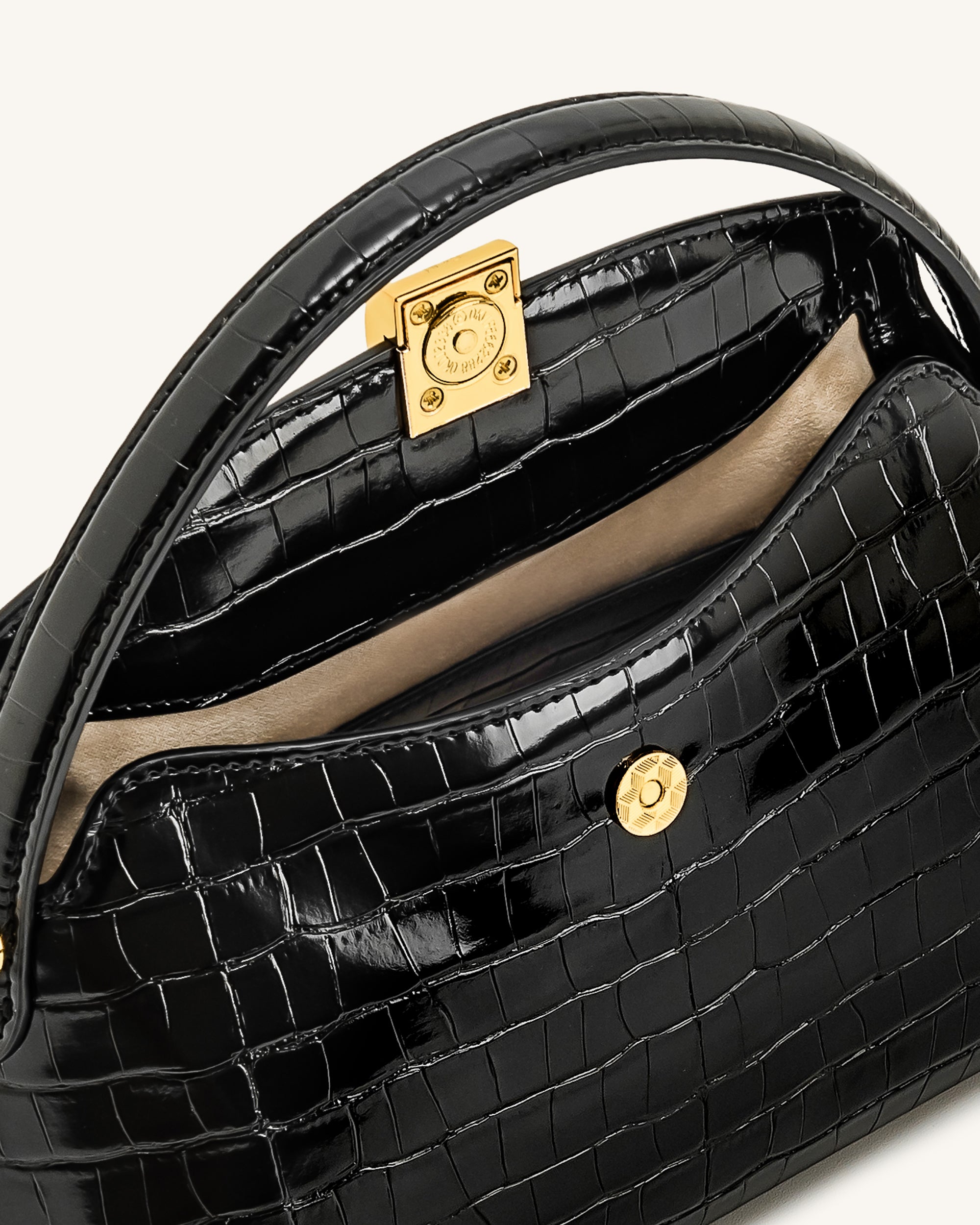 Talia Top Handle Bag - Black Croc | JW PEI