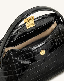 Talia Top Handle Bag - Black Croc