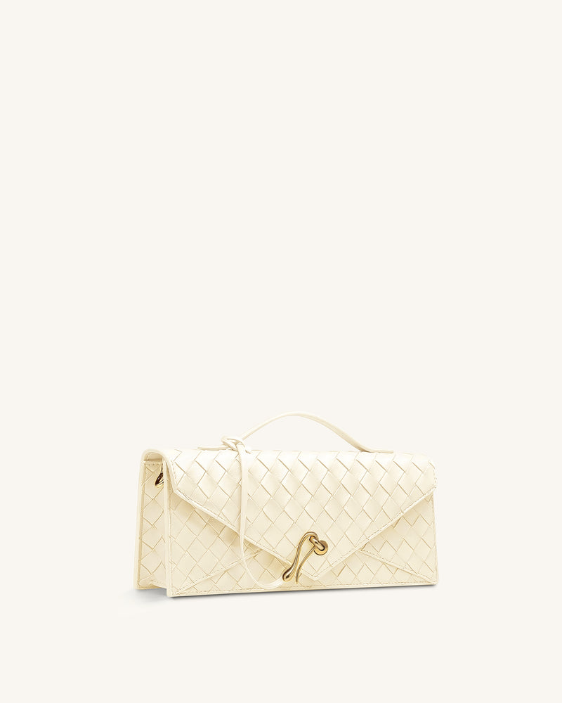 Celeste Woven Textured Envelope Top Handle Bag - Ivory
