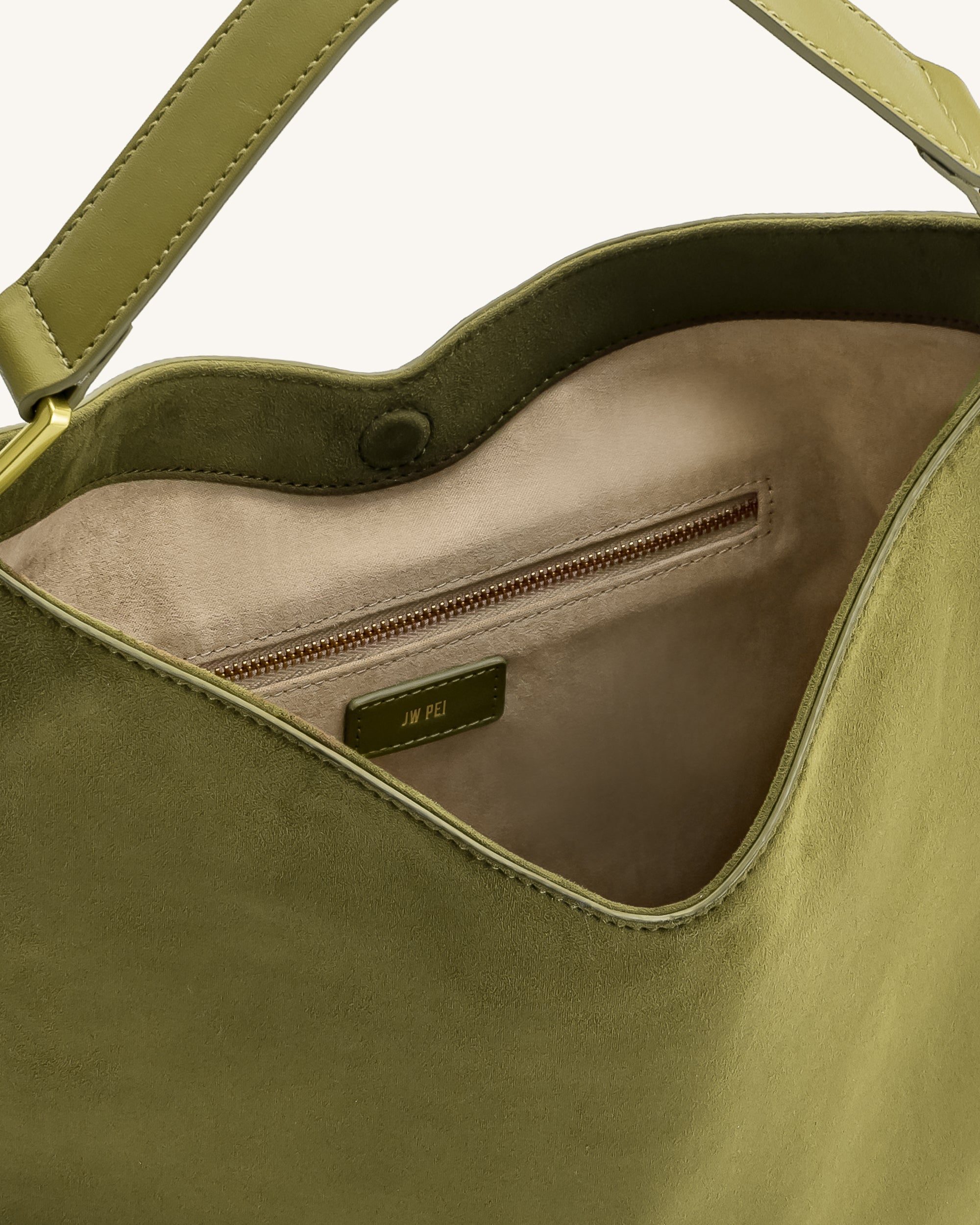 Aria Faux Suede Shoulder Bag - Dark Olive | JW PEI