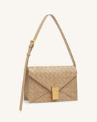 Clio Woven Textured Envelope Crossbody Bag - Khaki
